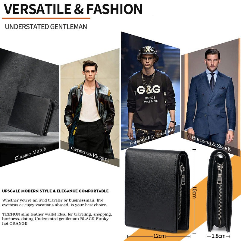 Men's wallet with coin pocket in brown