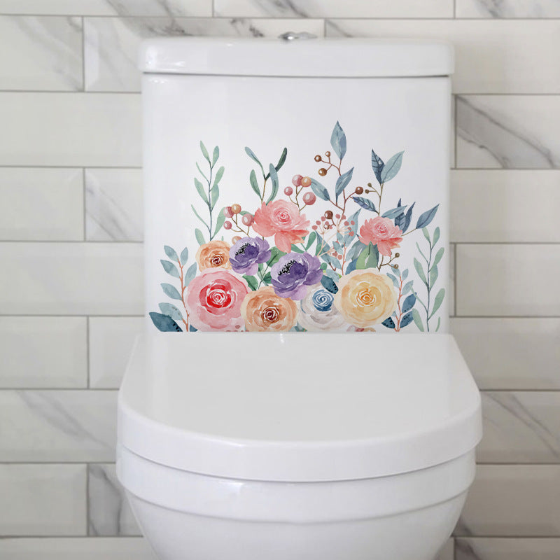 Floral toilet lid sticker design 3