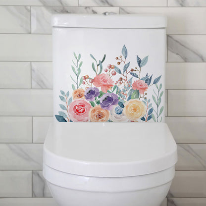 Floral toilet lid sticker design 3