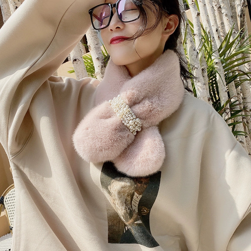 light gray faux fur neck warmer