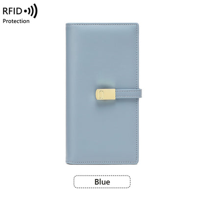 RFID-blocking women's wallet in blue