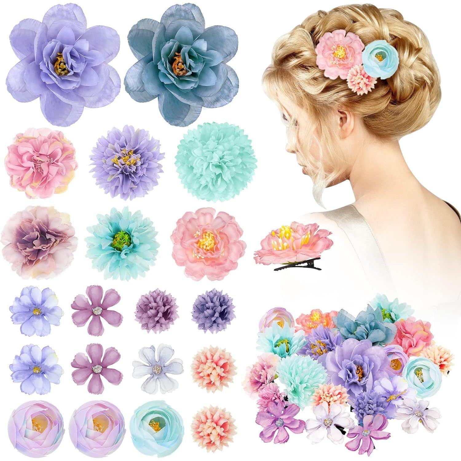Bridal floral hair clips set image 5