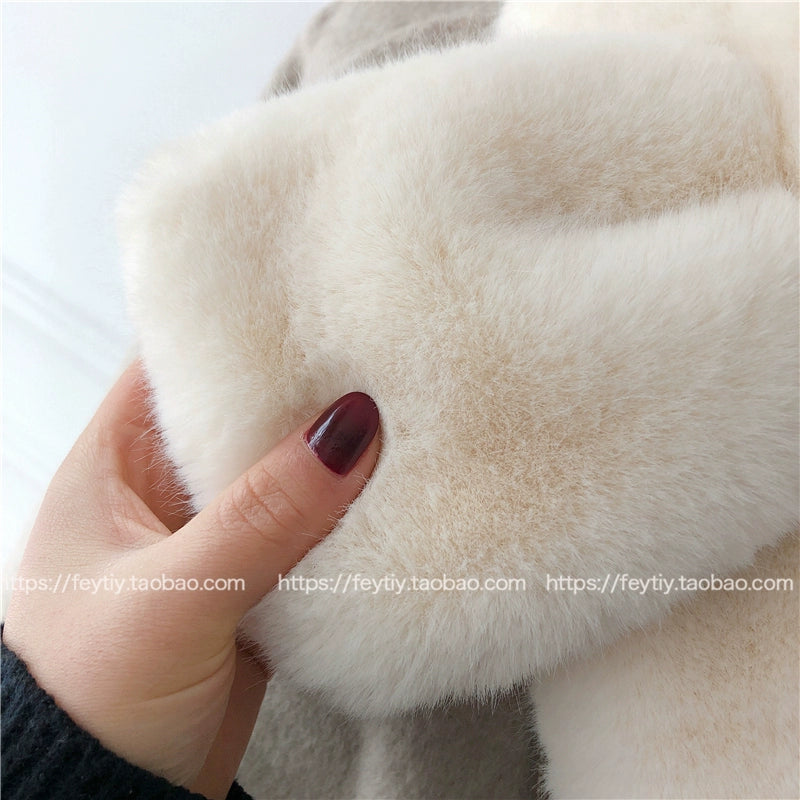 flat lay of faux fur neck warmer
