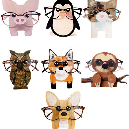 Wooden animal eyeglasses holder owl design