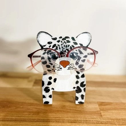 Wooden animal eyeglasses holder pig design