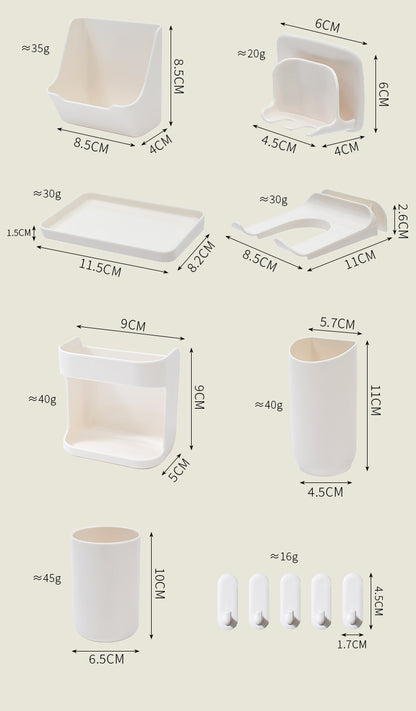 Image of wall-mounted pegboard organizer with various compartments