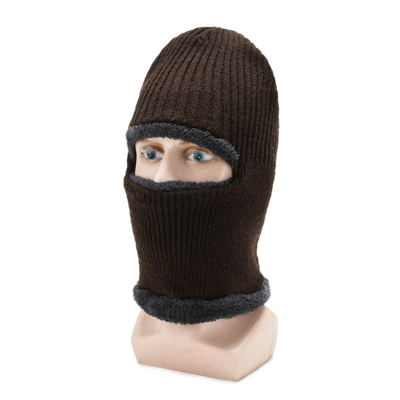 unisex knitted winter beanie with neck warmer