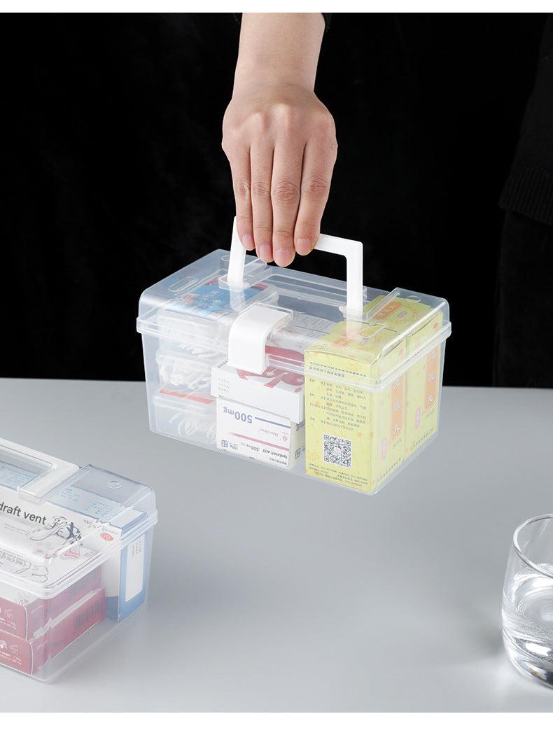 Transparent plastic storage box with handle