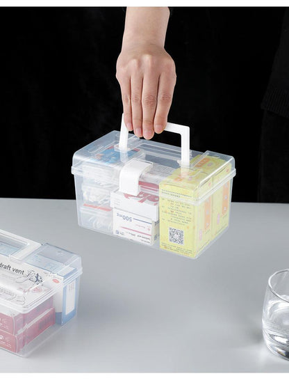 Transparent plastic storage box with handle