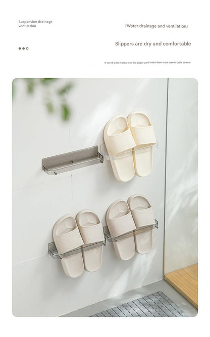 Wall-mounted shoe organizer in bathroom