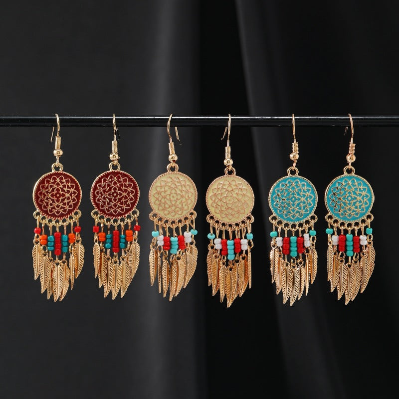 Elegant long drop tassel earrings for women
