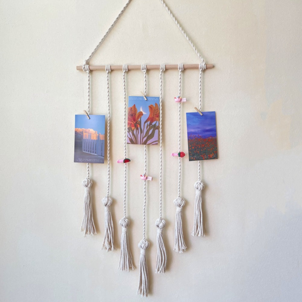 Handcrafted bohemian tapestry with fringe wall décor