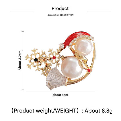 Cute Holiday Brooch with Pearl Accent