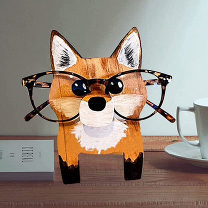 Wooden animal eyeglasses holder unique desk organizer
