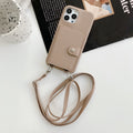Litchi pattern left and right card holder lanyard khaki