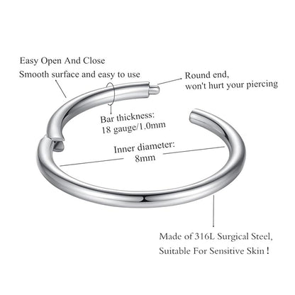 316L stainless steel nose ring in black