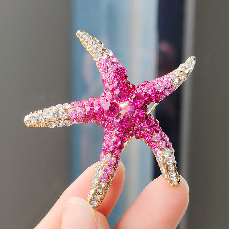 Shiny starfish brooch in green