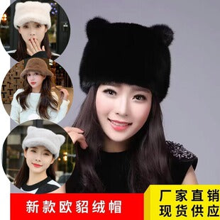 Faux fur long scarf in khaki color