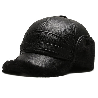 PU leather winter hat for men