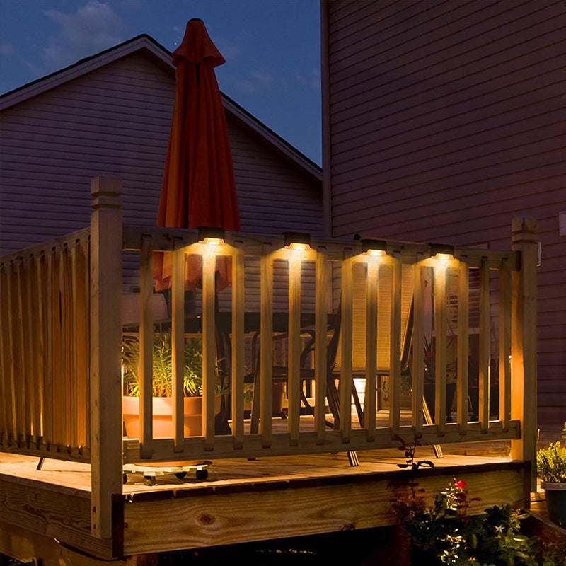 Solar powered railing lights for gardens
