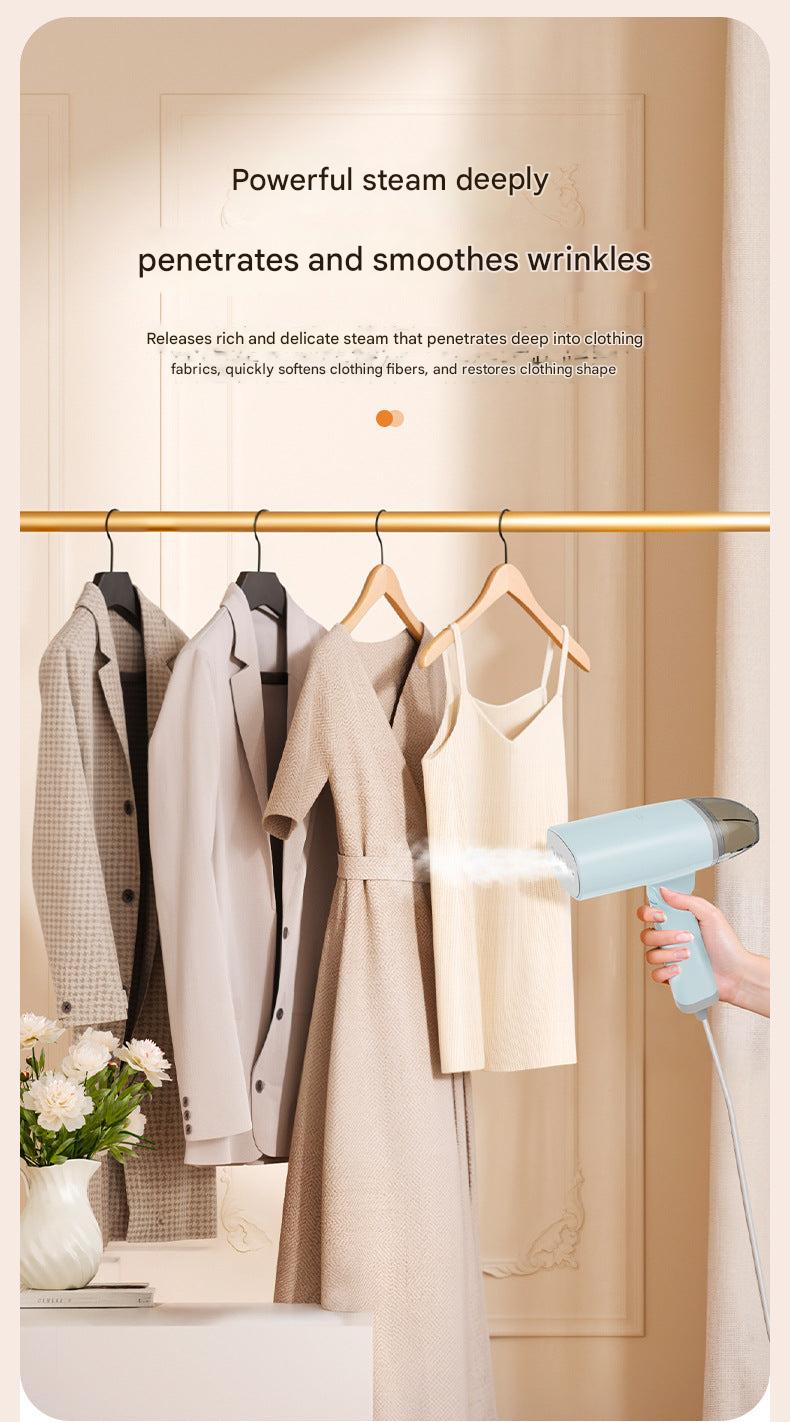 Steam iron in use on fabric