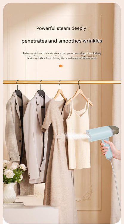 Steam iron in use on fabric