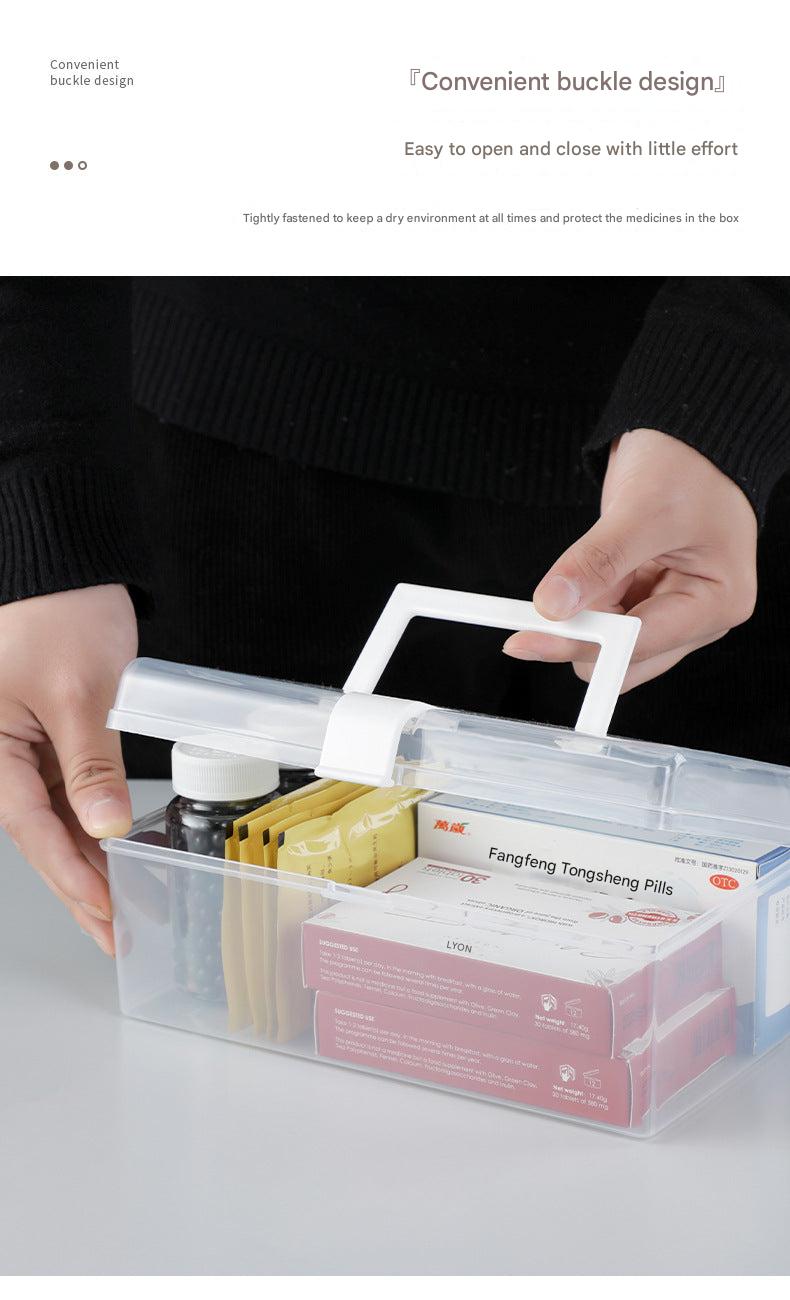 Transparent plastic storage box with handle