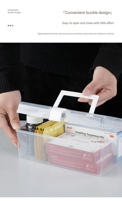 Transparent plastic storage box with handle