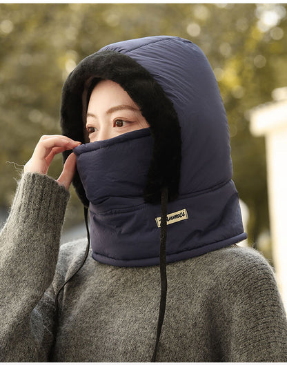 Light gray ear-covering winter hat