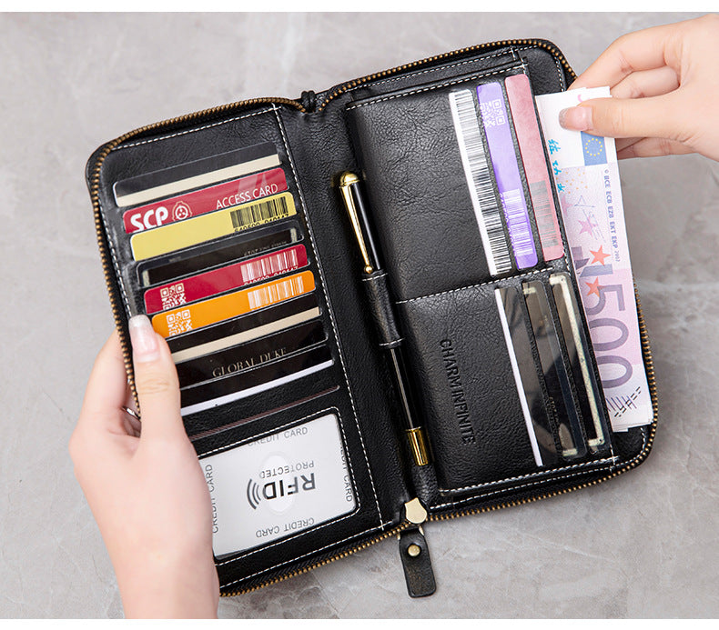 RFID women's wallet in peacock blue color