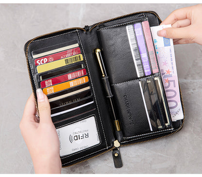 RFID women's wallet in peacock blue color