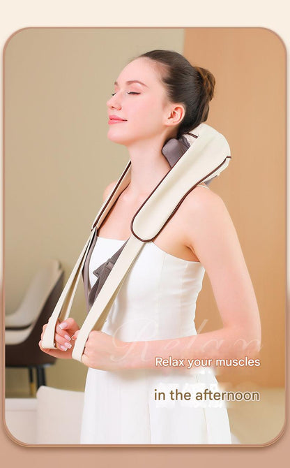 Cordless neck massager with heat therapy