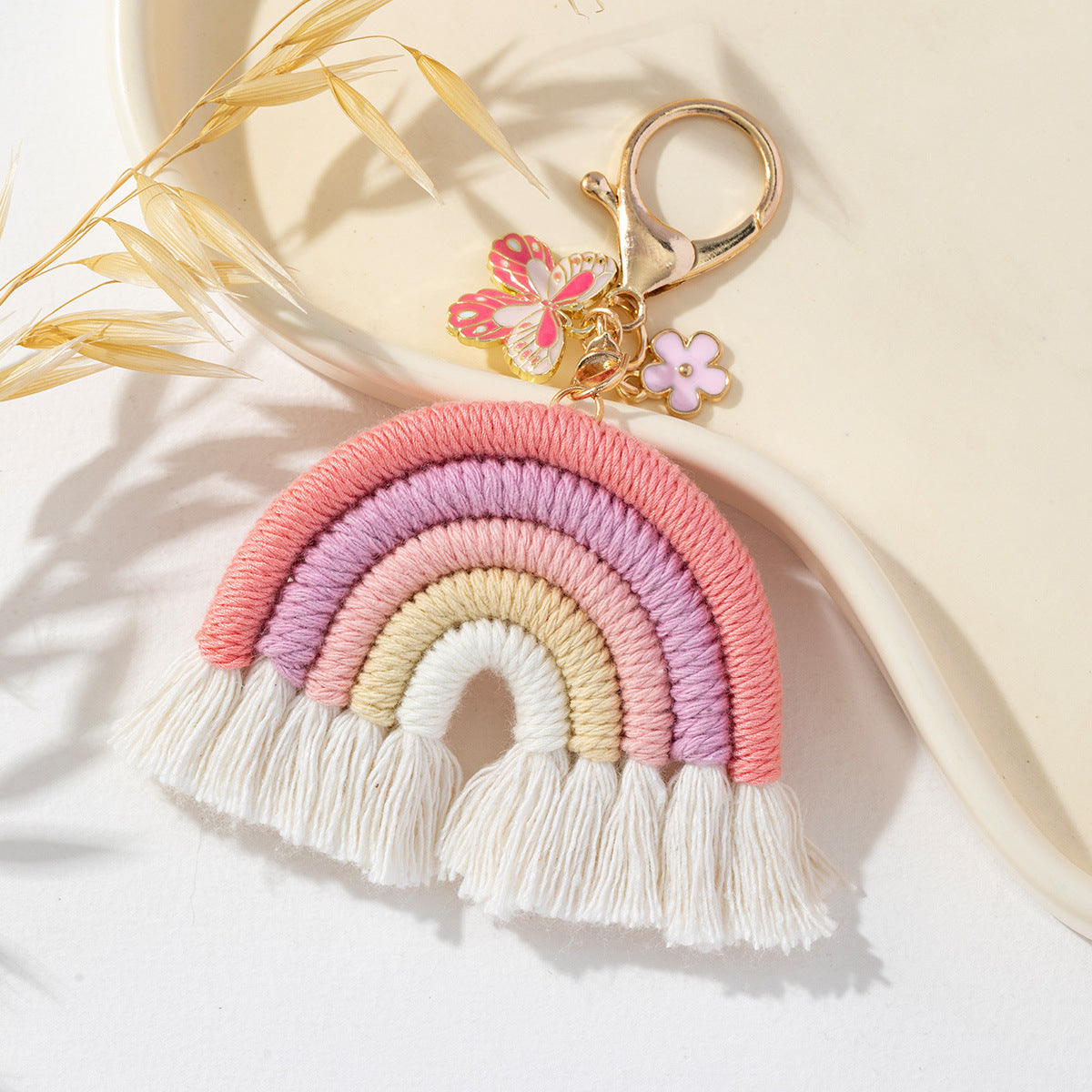 Vibrant Multi-Color Butterfly Flower Keychain Pendant Image 2