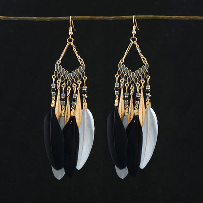 Vintage style feather earrings for women