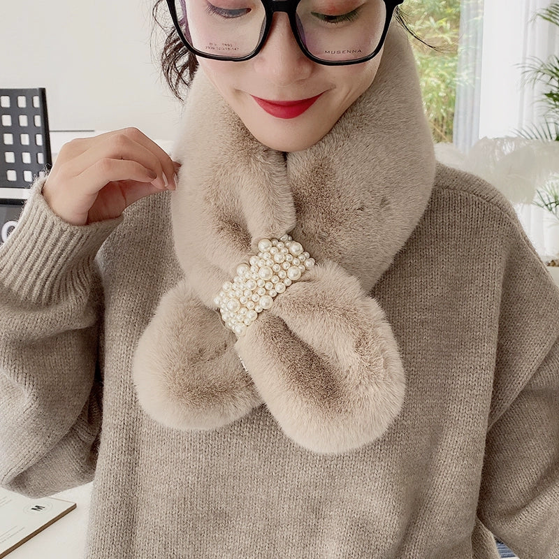 soft pink faux fur neck warmer