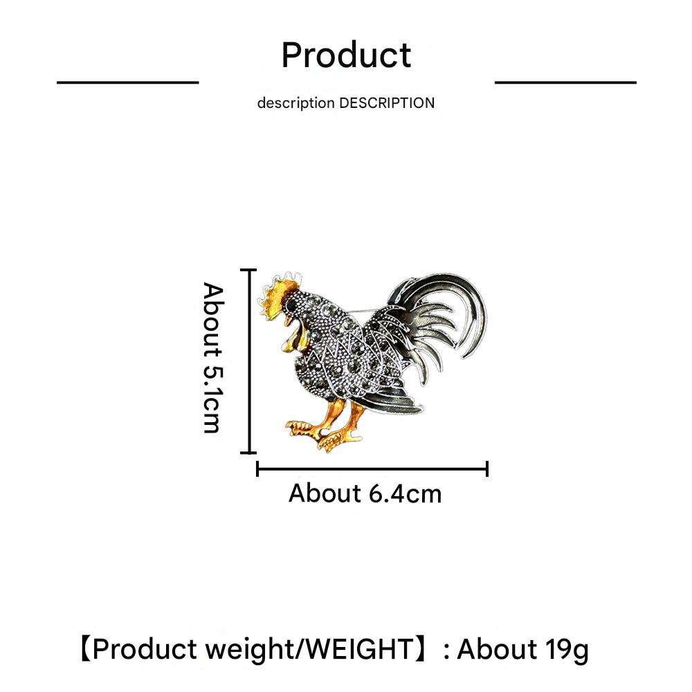 Stylish Rooster Brooch Side View