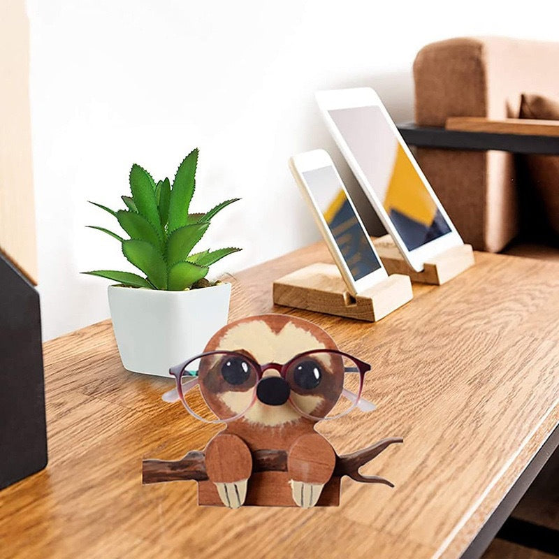 Wooden animal eyeglasses holder fox design