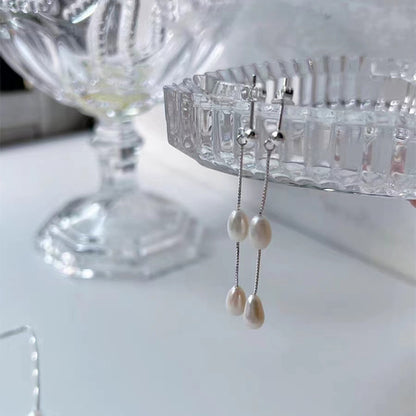 S925 silver natural freshwater pearl Y-chain necklace image 3