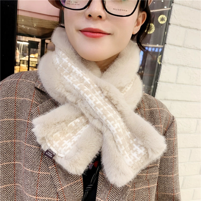 cozy neck warmer displayed on mannequin