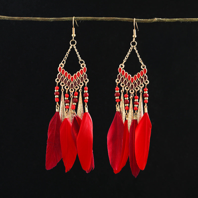 Bohemian tassel earrings blue color