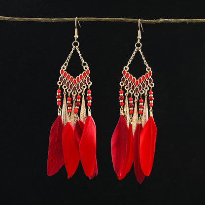 Bohemian tassel earrings blue color