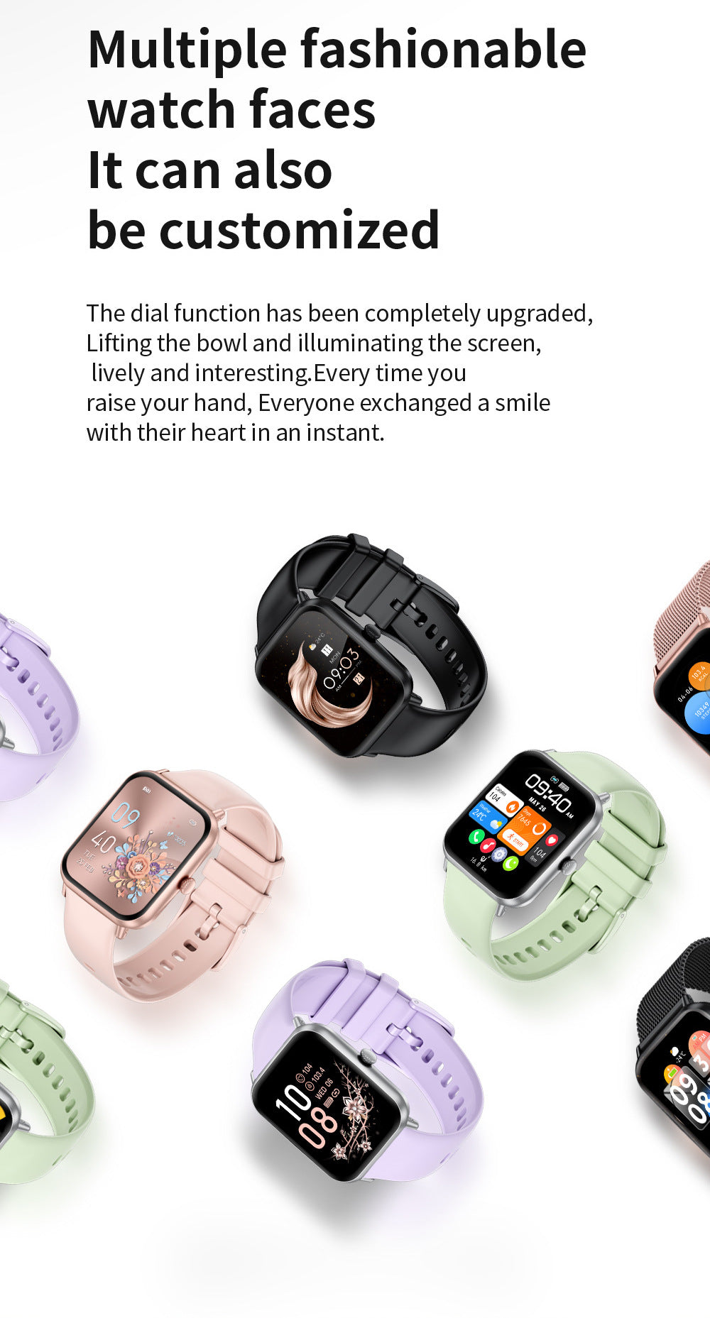 Elegant square touchscreen smartwatch design