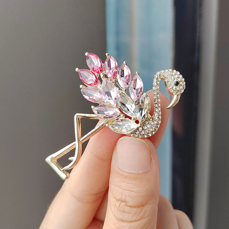 Stylish Flamingo Crystal Brooch image 1