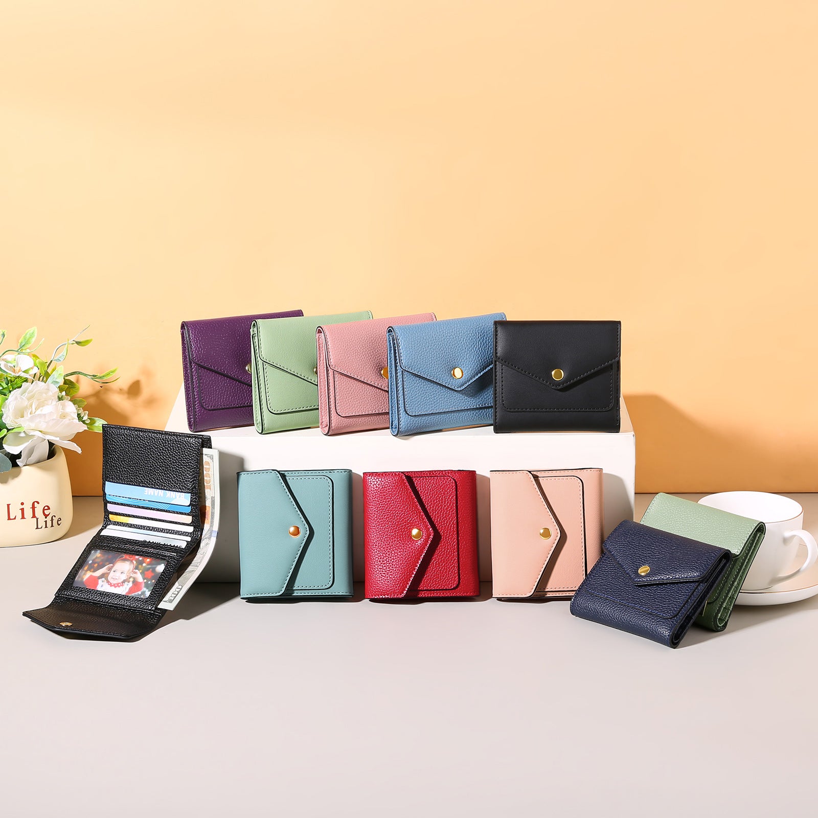 Stylish women's wallet open view
