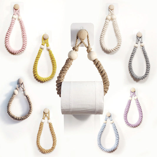 Stylish no-drill toilet paper holder close-up