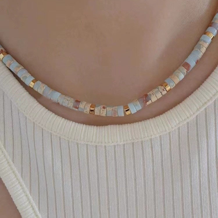 Shoushan stone necklace close-up image