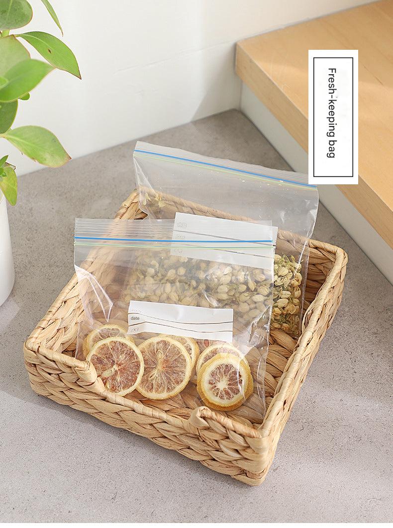 Food storage bag with fruits