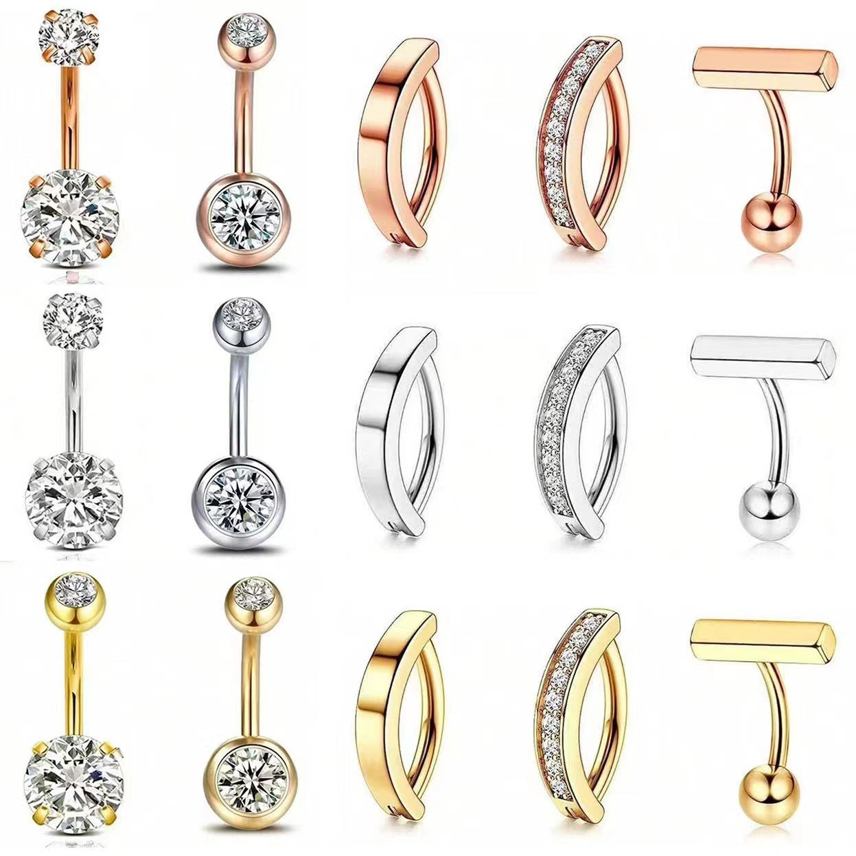 Detailed view of sparkling zircon navel ring - image 6