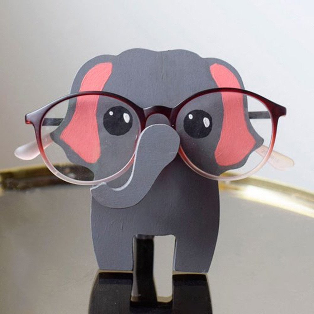 Wooden animal eyeglasses holder unique desk organizer
