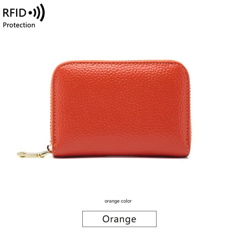 RFID blocking leather wallet in brown color